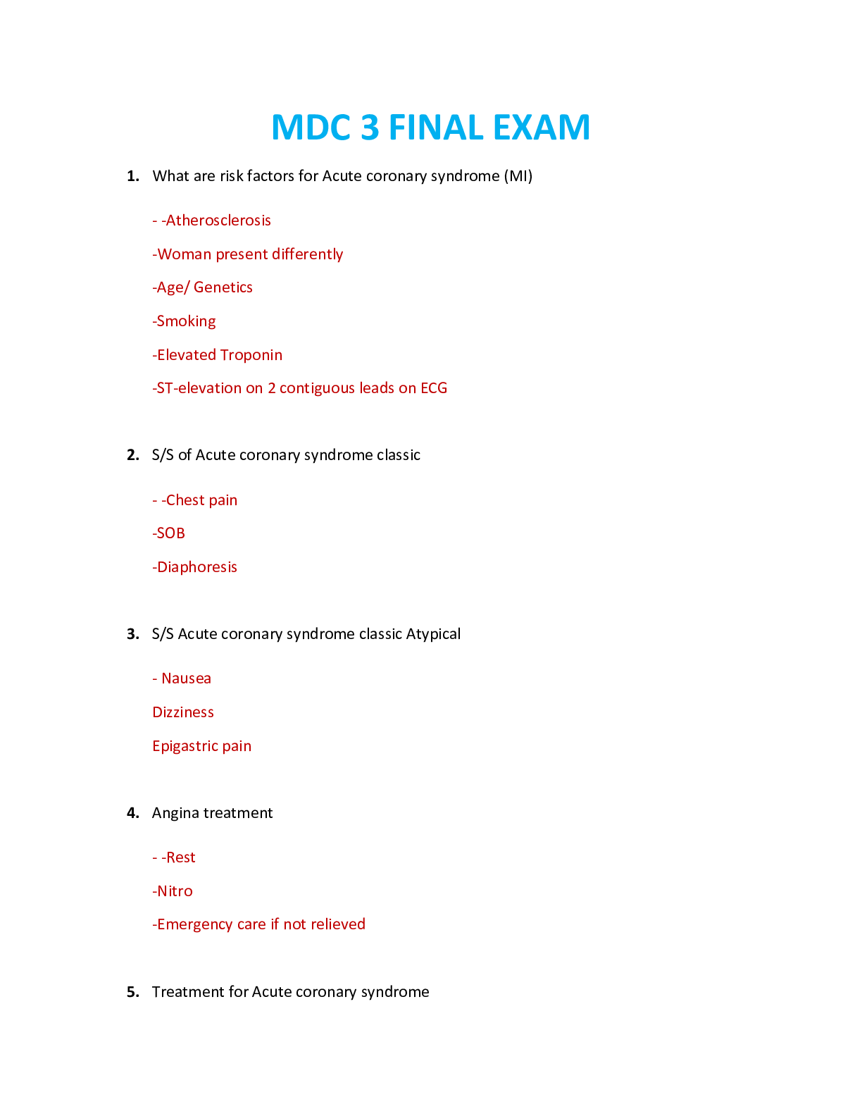 Preview image for NUR 2502 / NUR2502 Final Exam Study Guide: Multidimensional Care III / MDC 3 Final Exam Study Guide (Latest 2021/2022) Rasmussen